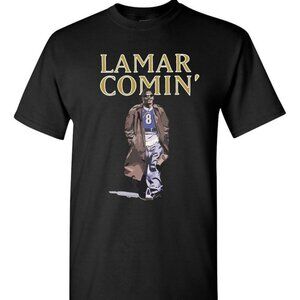 Lamar Comin Shirt Omar Little Inspired Ravens Fan T-Shirt The Wire Tee 26